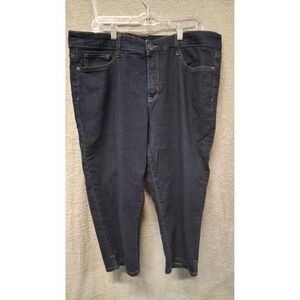 St. Johns Bay Womens 20W Dark Wash Denim Capri Jeans Cropped Indigo Stretch(B7)